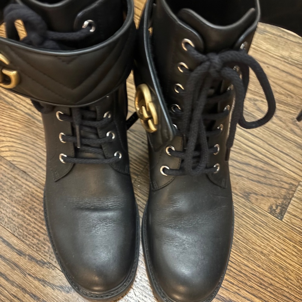 Gucci Black Flores Calf MF/Nappa Charlot Boots NWT - Picture 5 of 7